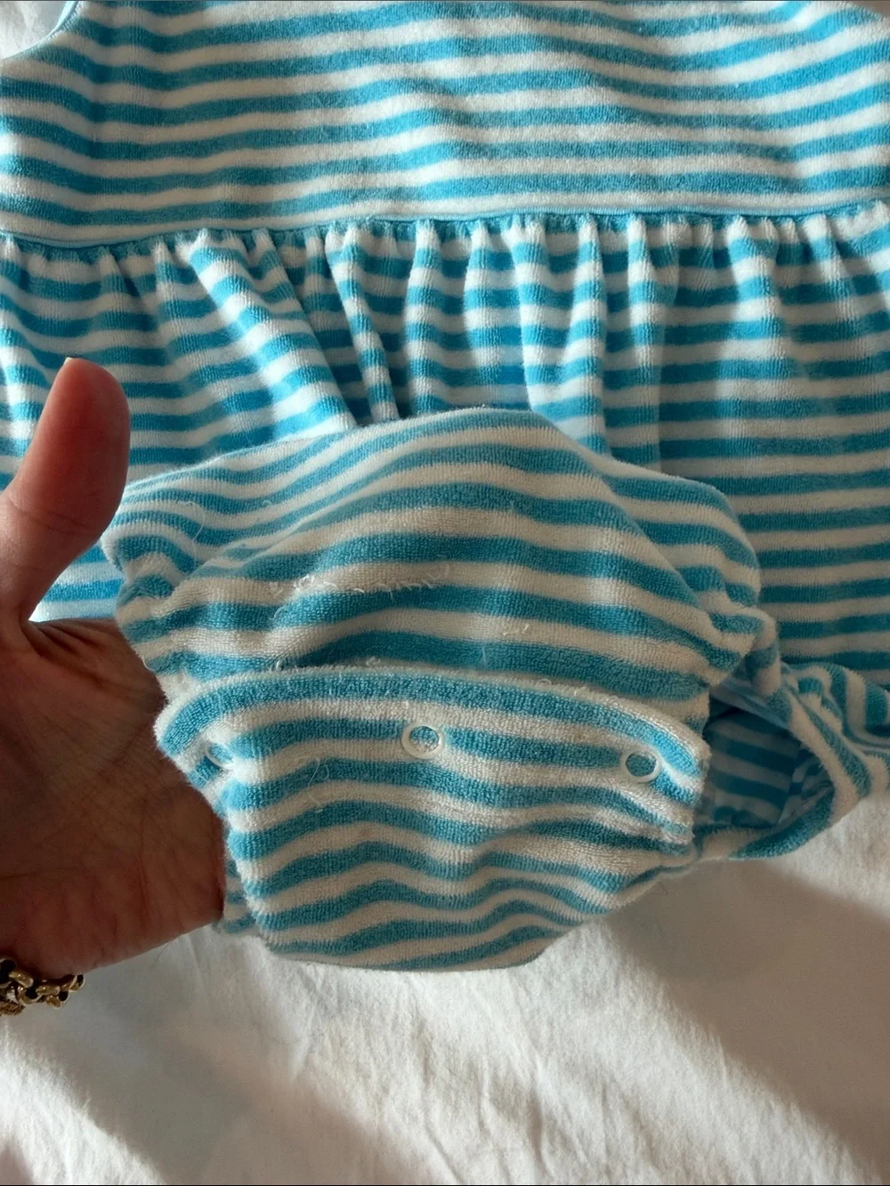 The Beaufort Bonnet Company Blue and White Striped Baby Bubble Romper